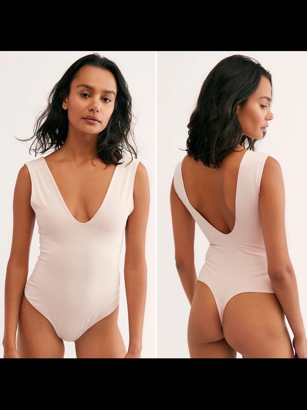 Free People Soft Pink V-Neck Bodysuit